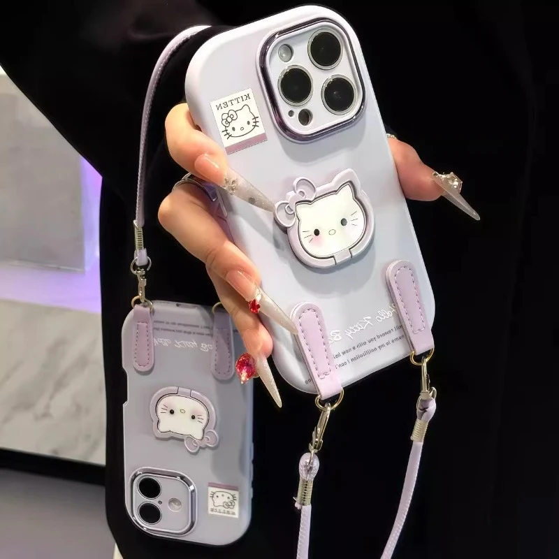 香芋紫KT酱支架挂绳适用苹果17Promax手机壳iPhone16pro个性可爱