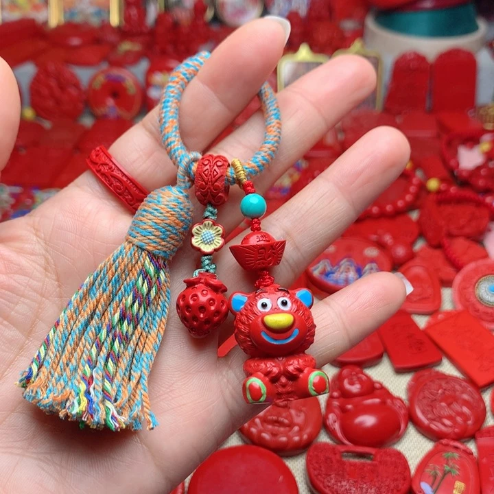 天然辰砂工艺品朱砂钥匙扣包包挂