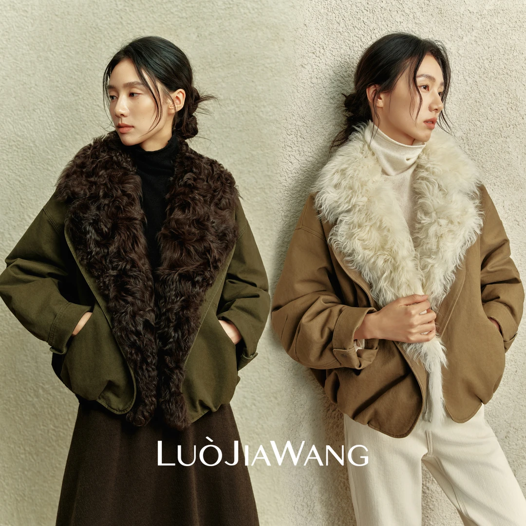 90白鹅绒可拆卸毛领派克羽绒服短款LUOJIAWANG【中古巴恩】