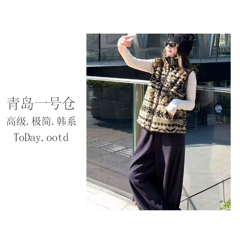 【费尔岛马甲】S韩单费尔岛风立领拉链外套保暖显瘦-5011