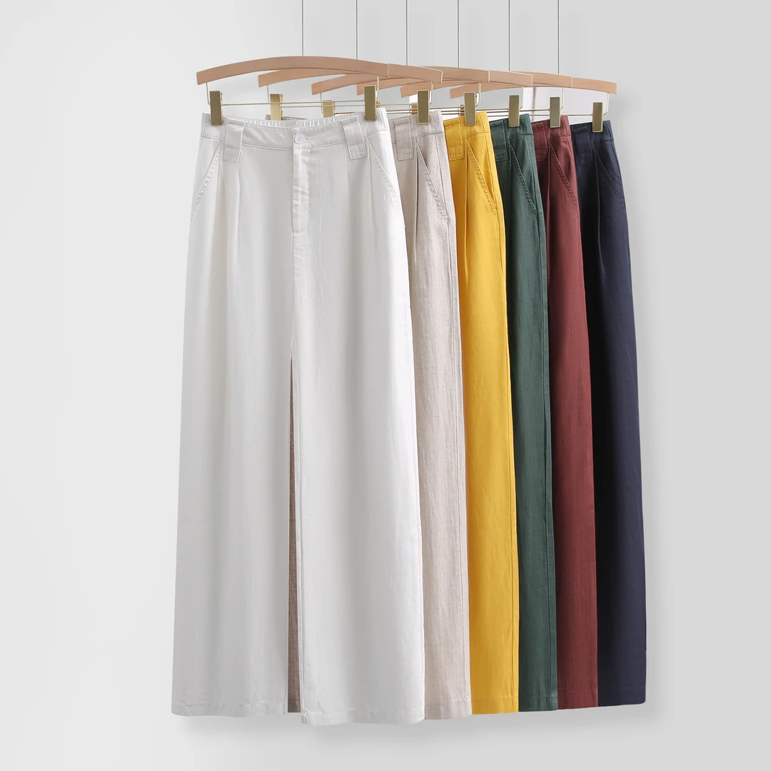 《6个颜色天然丝麻》80%天丝莱赛尔20%亚麻 直筒宽松春夏植物染色女