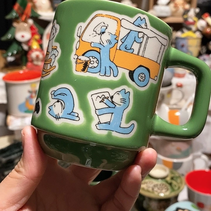 猫咪马克杯绿色猫……