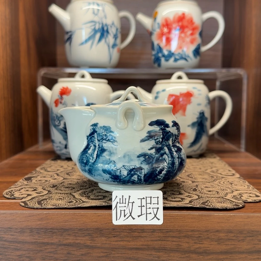 釉下手绘茶具微瑕