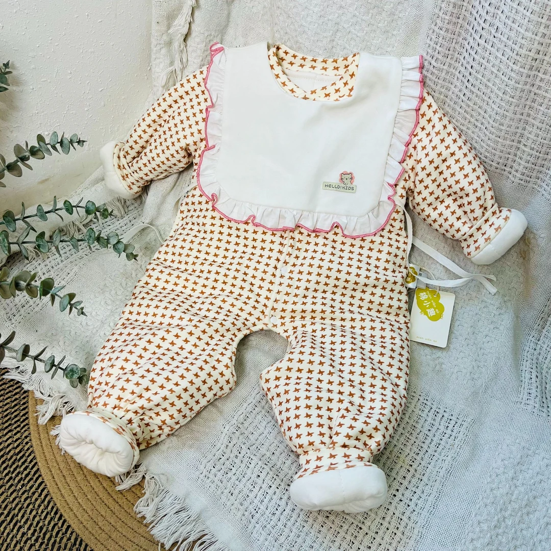 hello猫咪300克婴幼儿宝宝连体哈衣手工棉花衣儿童冬季加厚