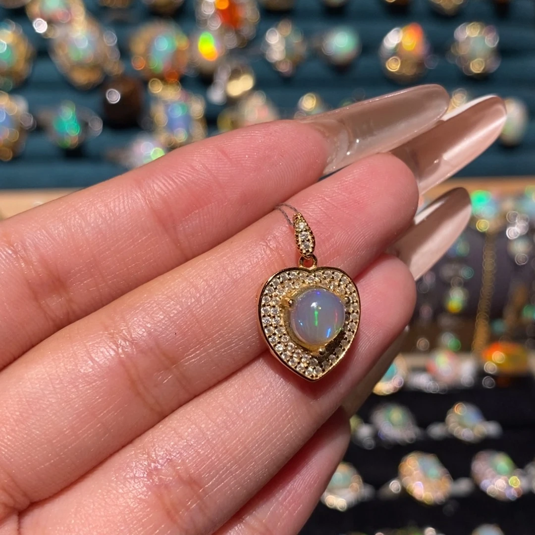 欧泊银S925镶嵌吊坠