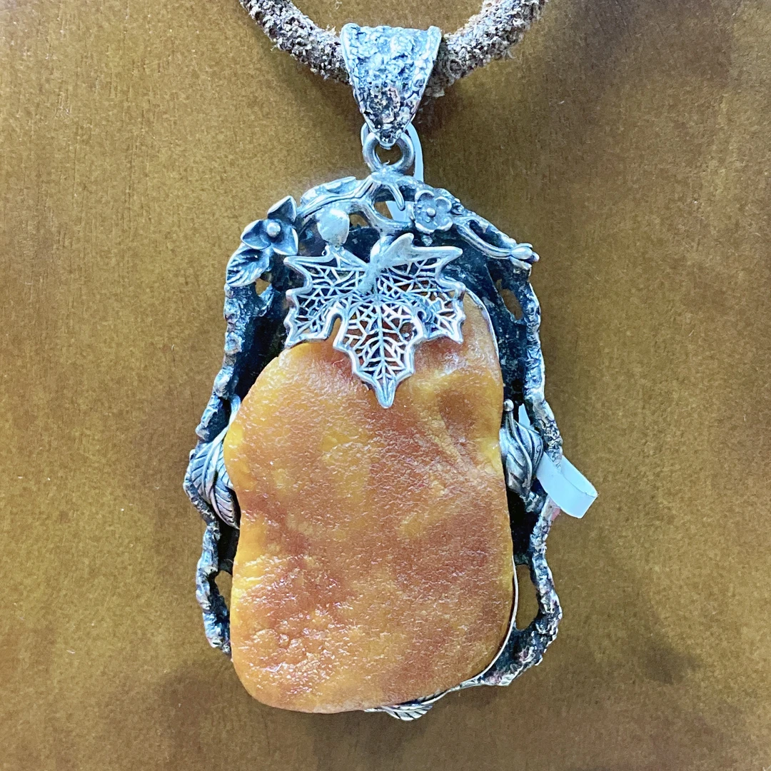 吊坠925银 银语轩 复古民族风台湾工银包镶吊坠