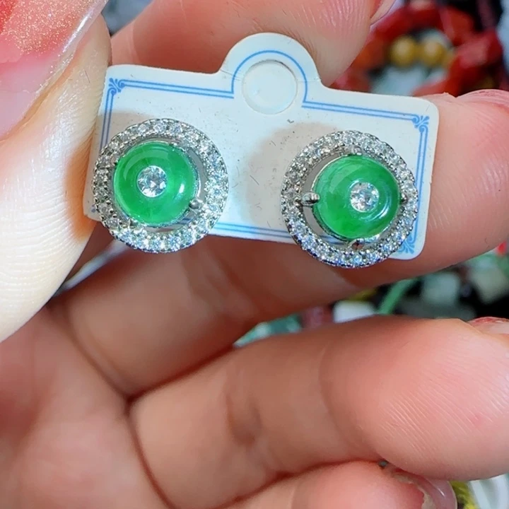 翡翠耳饰未镶嵌天然A货75