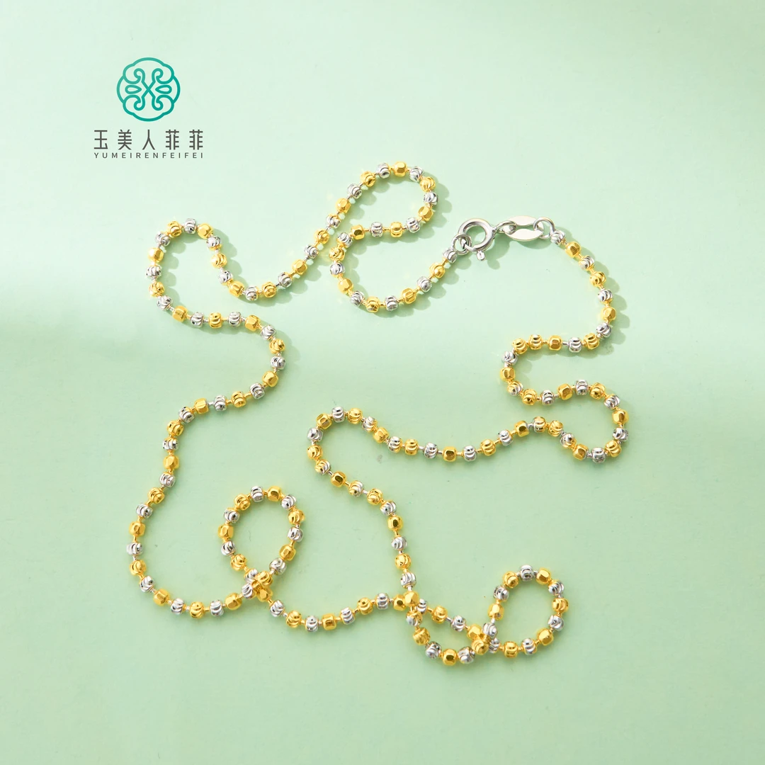 链子925银 菲菲珠宝好！S925银链子-18寸双色月亮方糖链