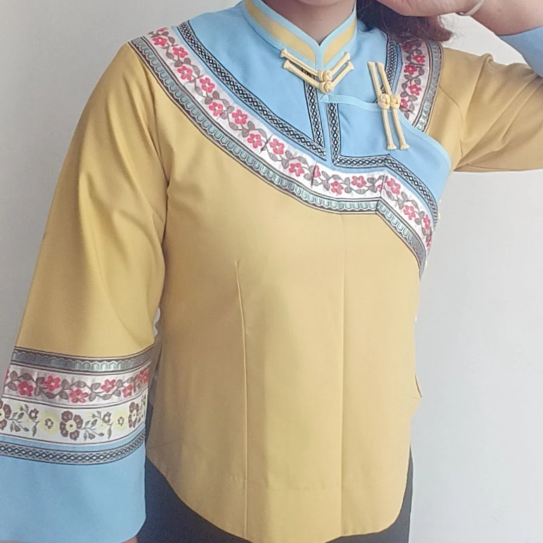 民族风复古传统女士上衣新款壮族布依族特色绣花长袖2025服装女款