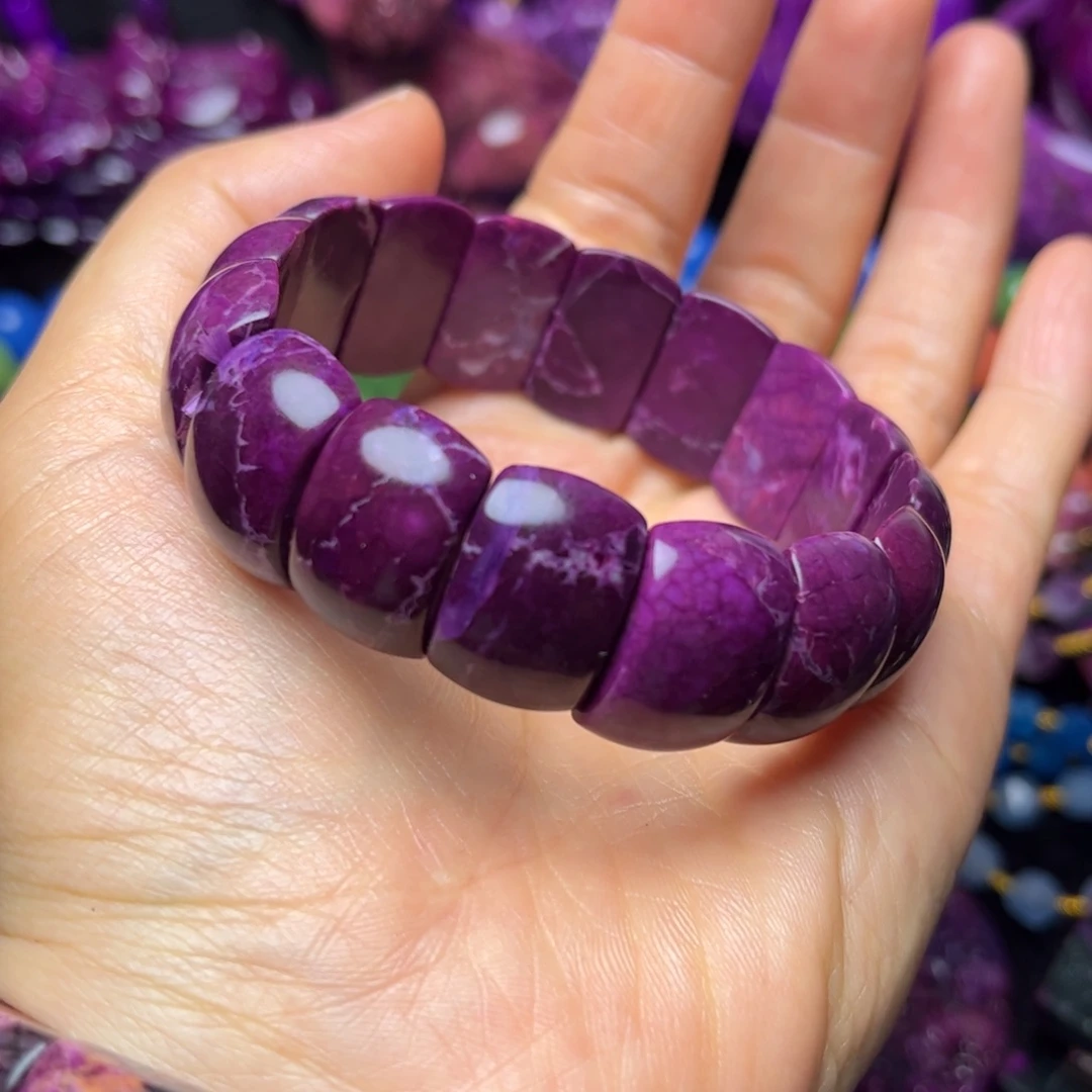 紫泥火焰丝绒老油紫镯牌孤品