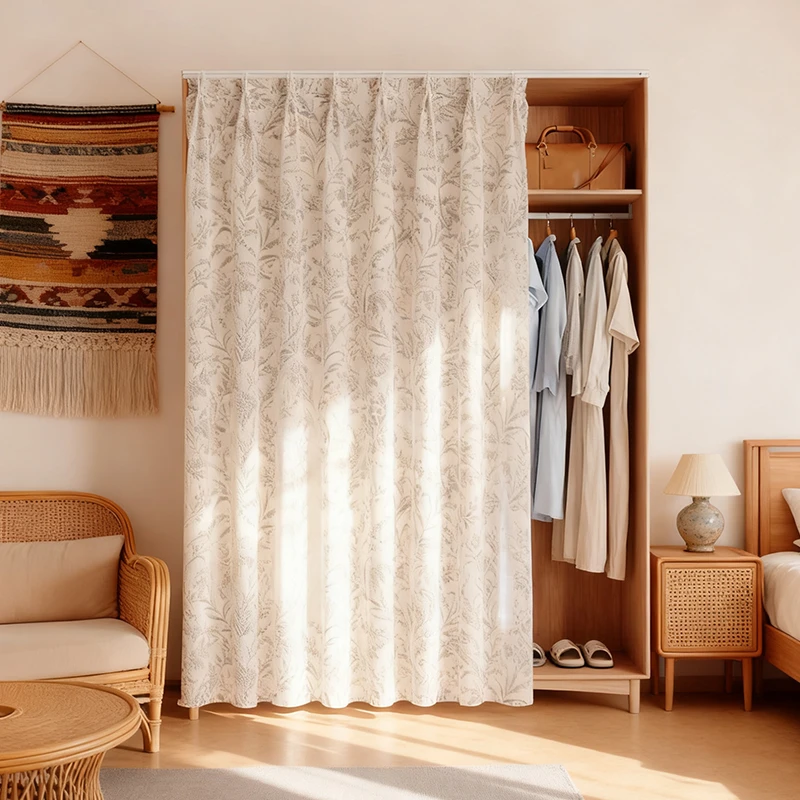 柜子遮挡帘纱帘橱柜货架帘子遮挡杂物衣柜防尘帘免打孔轨道书柜帘