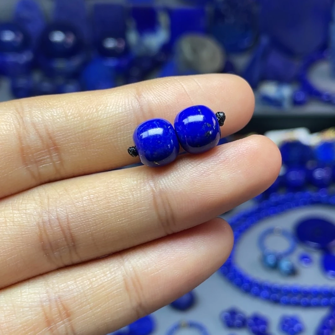 青金石未镶嵌9×8mm老型对珠配饰（不同色）