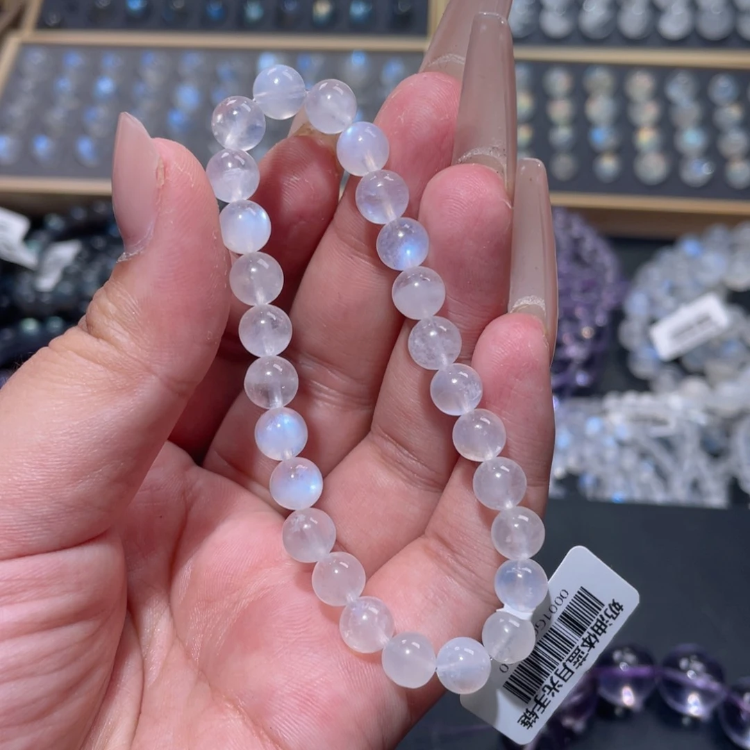 婳***臆手链未镶嵌长石蓝月光手链7mm