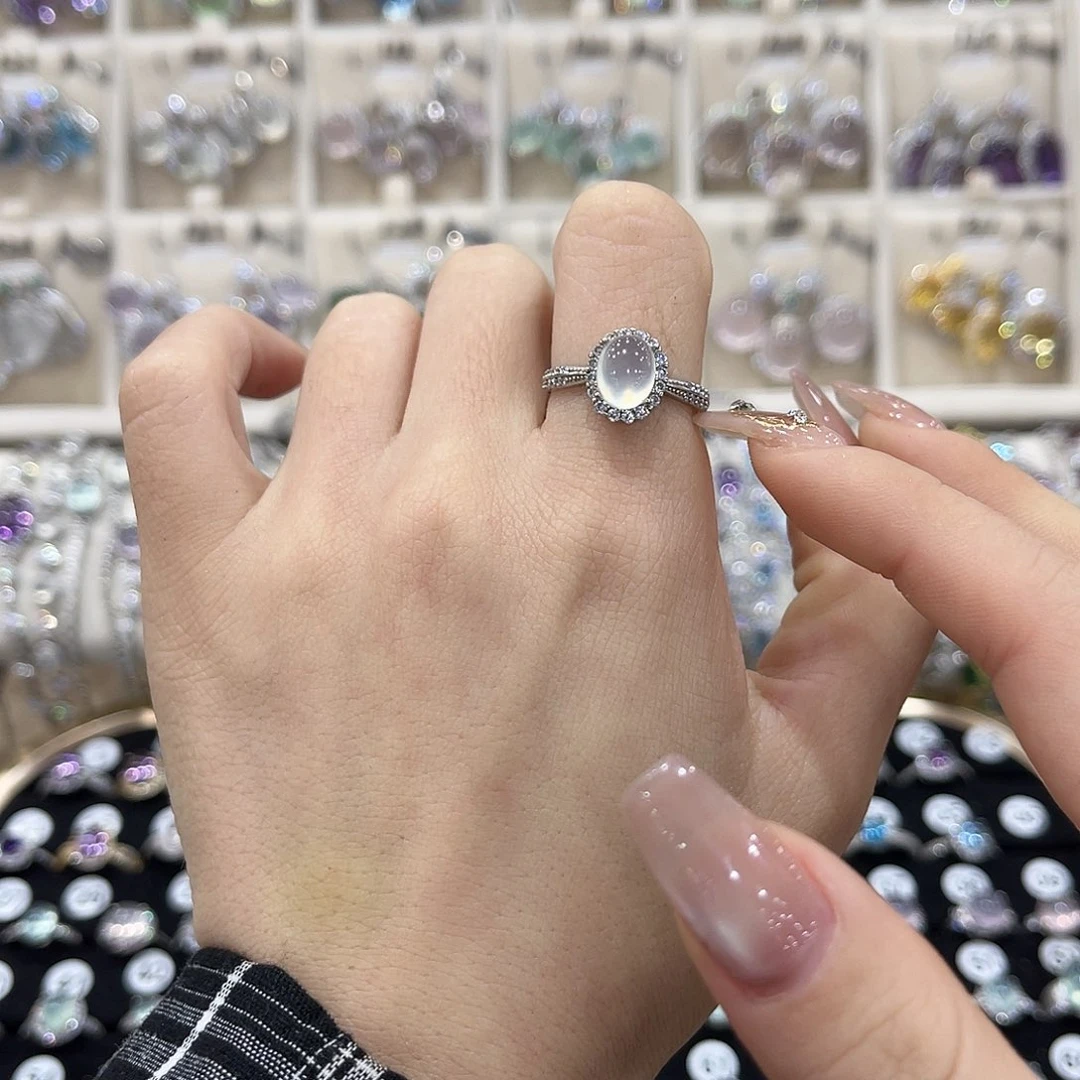 蛇纹石玉银S925镶嵌戒指