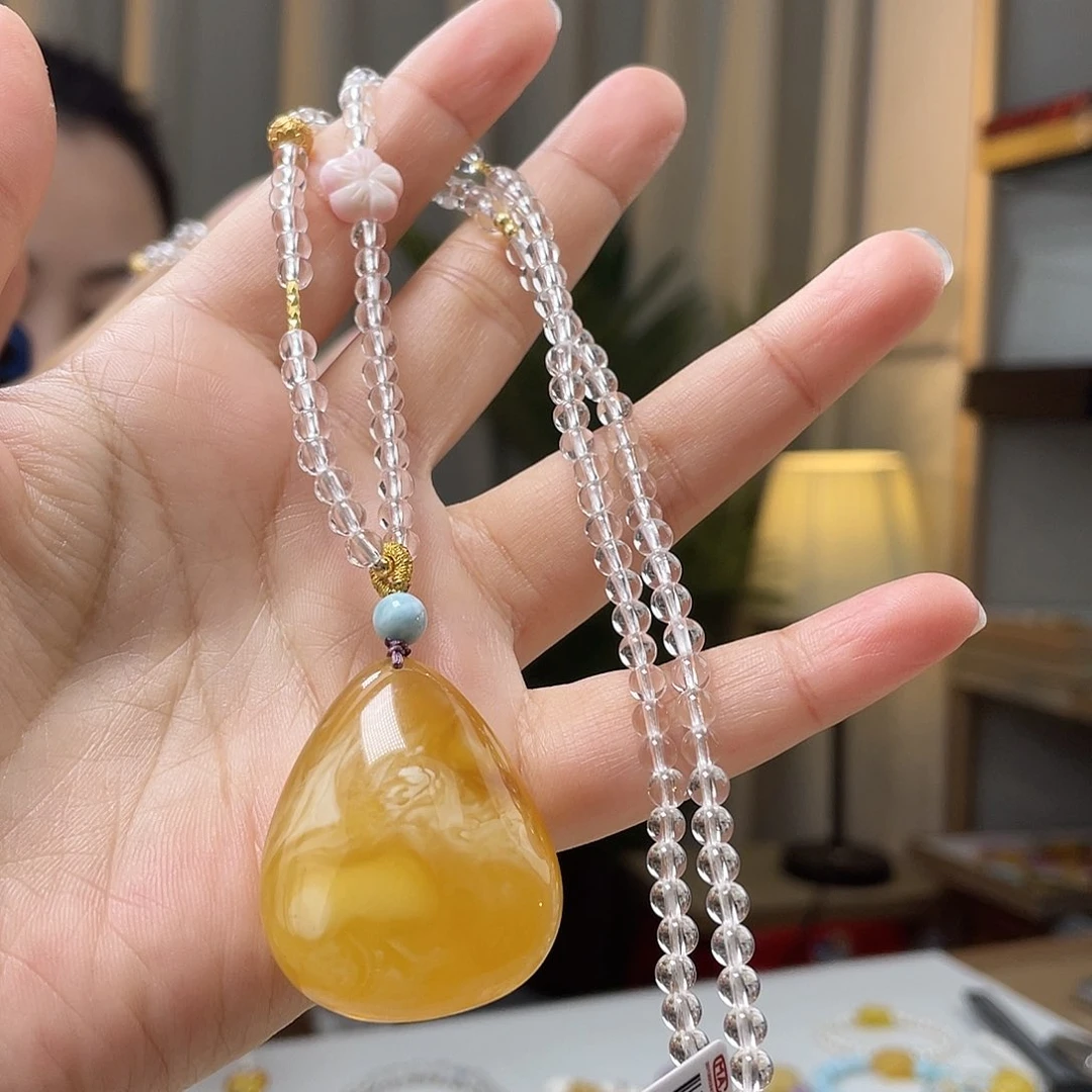 琥珀裸石未镶嵌蜜蜡吊坠