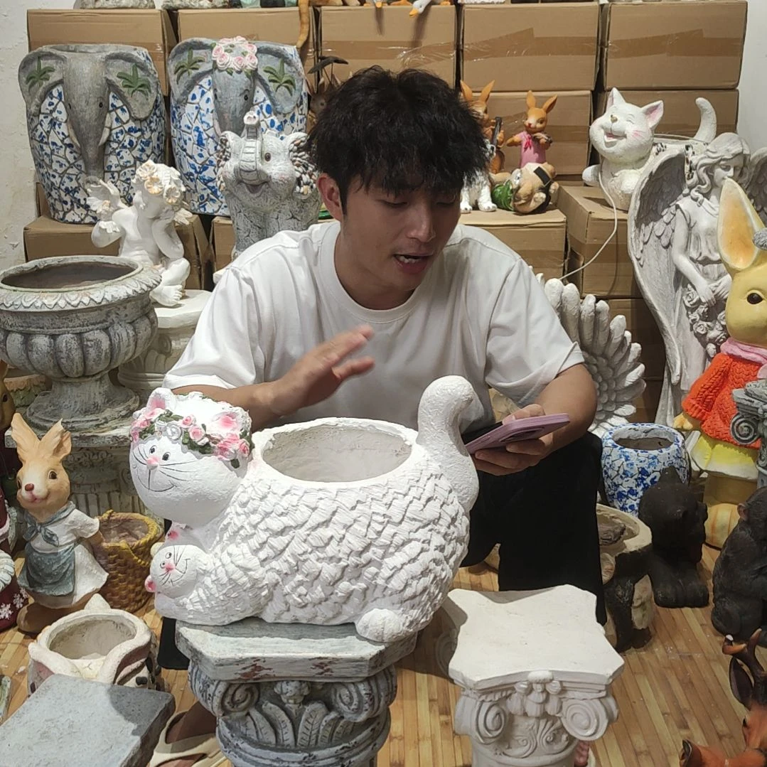 合成树脂母子猫咪花盆