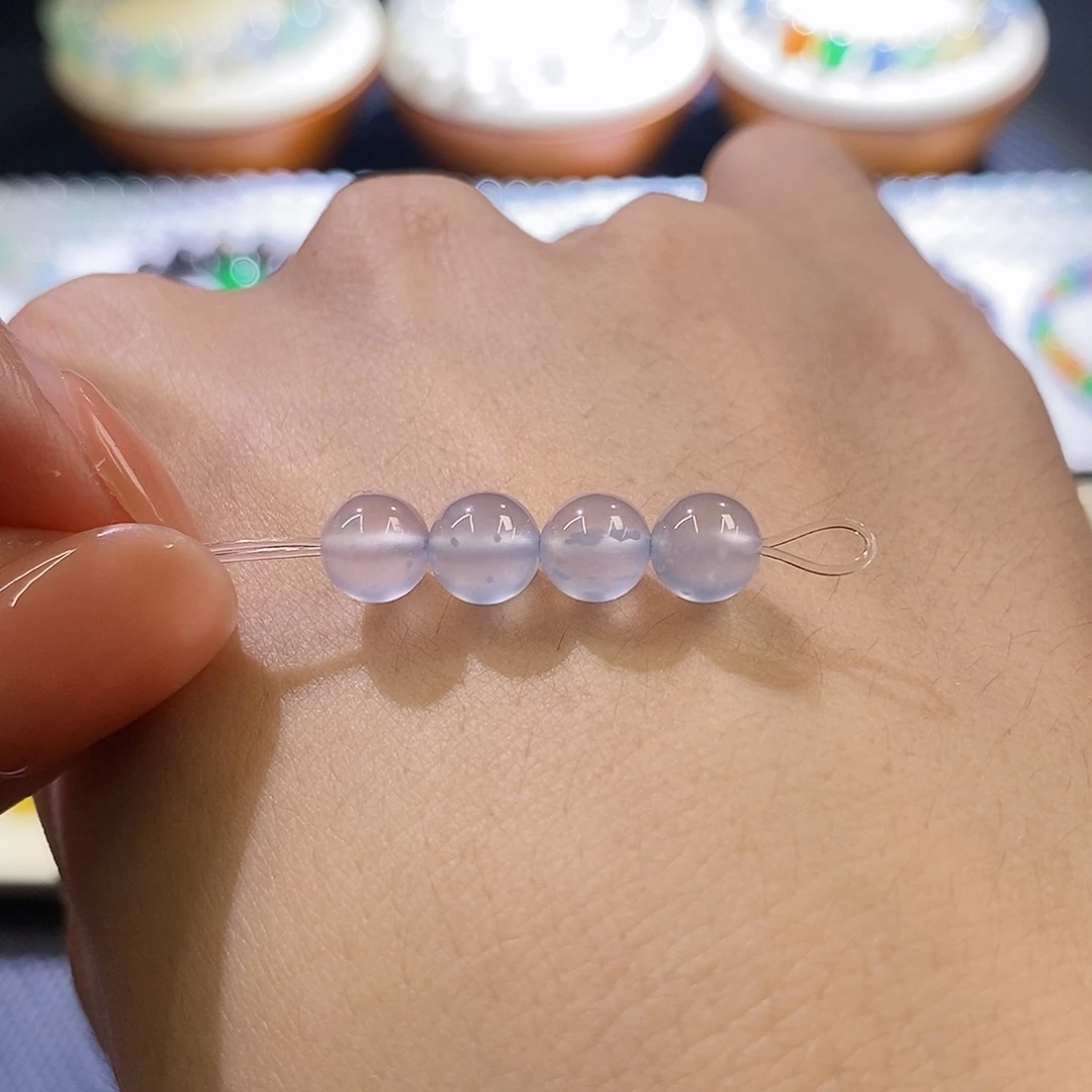 翡翠未镶嵌颈饰紫钢雪花棉卡6.5mm
