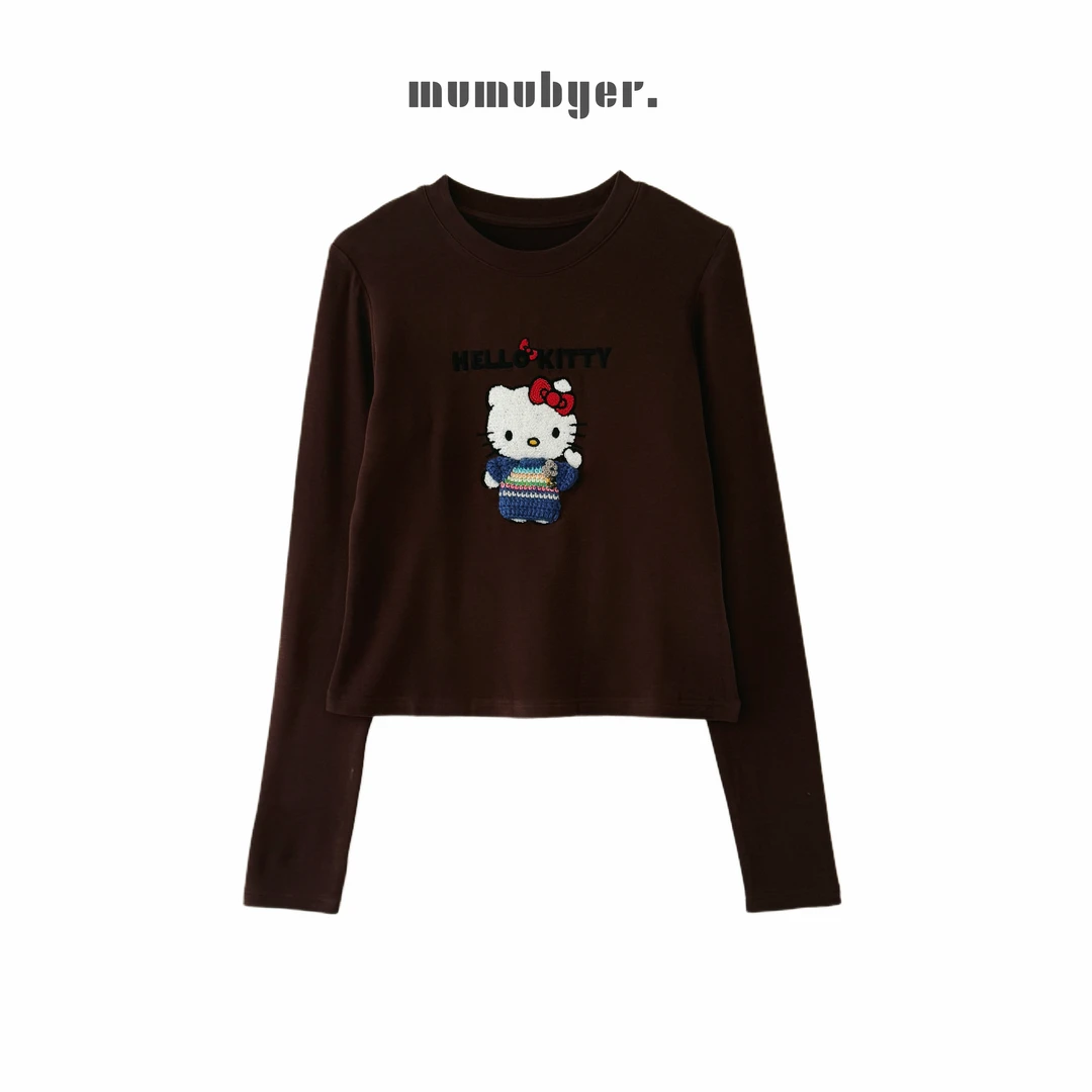 mumubyer •“毛衣KT” KT立体钩花刺绣短款上衣