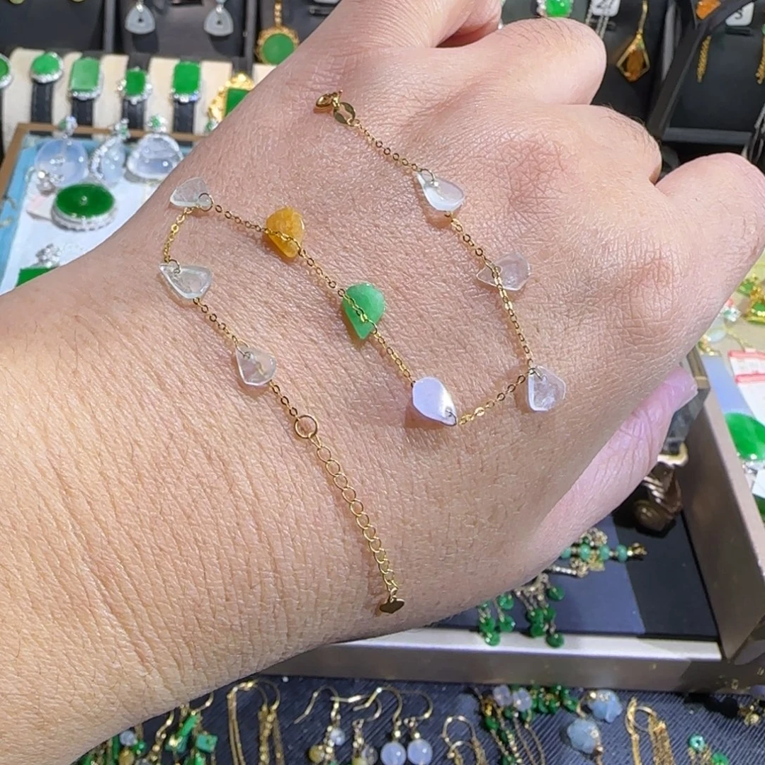 翡翠18K金镶嵌颈饰手链