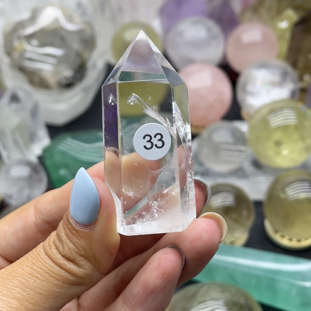 水晶珠宝半成品未镶嵌吃****）33白水晶柱