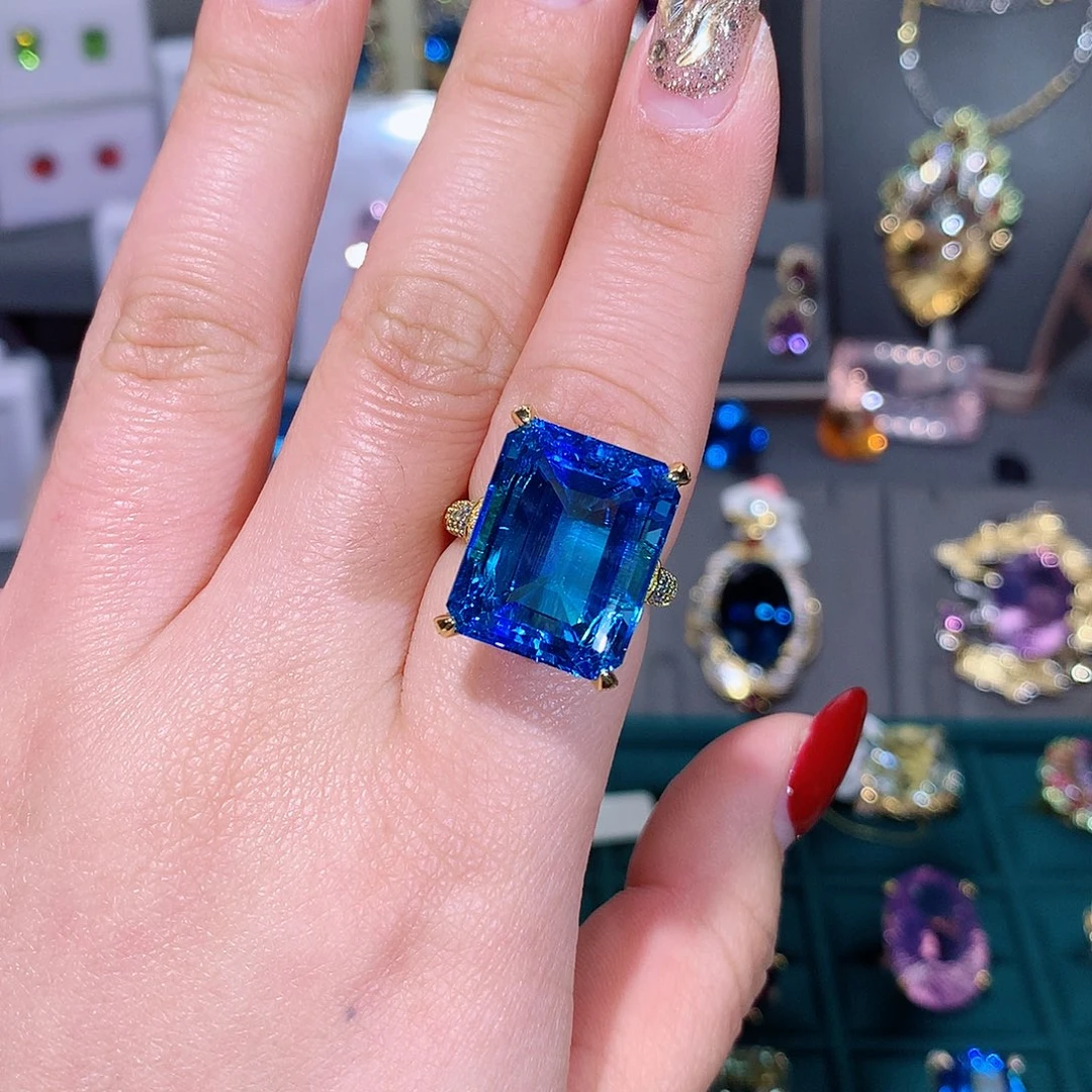 托帕石戒指银S925镶嵌戒指