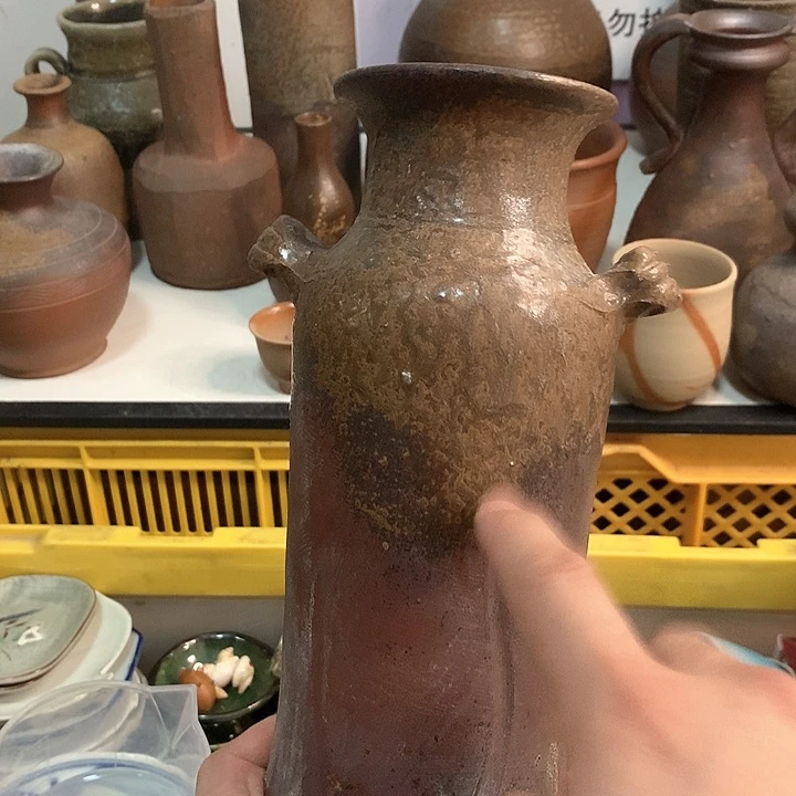 备前烧花瓶一个备前烧