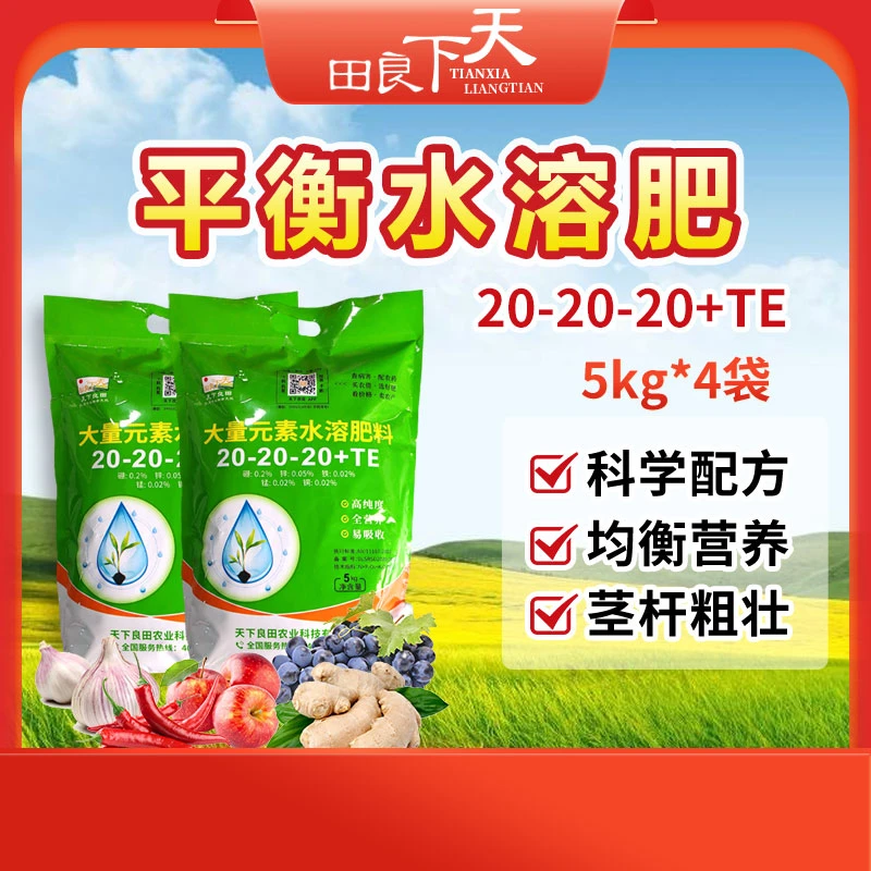 大量元素平衡水溶肥20-20-20+TE  5kg/袋