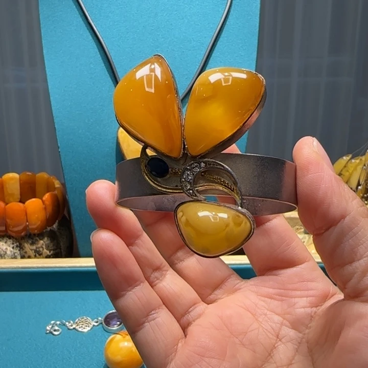 琥珀未镶嵌手链波兰设计款琥珀蜜蜡