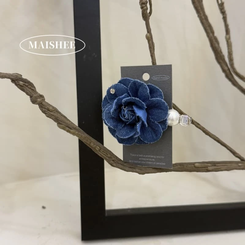 韩国新款高级感牛仔山茶花发夹女侧边刘海夹子头饰发卡发饰Z0131