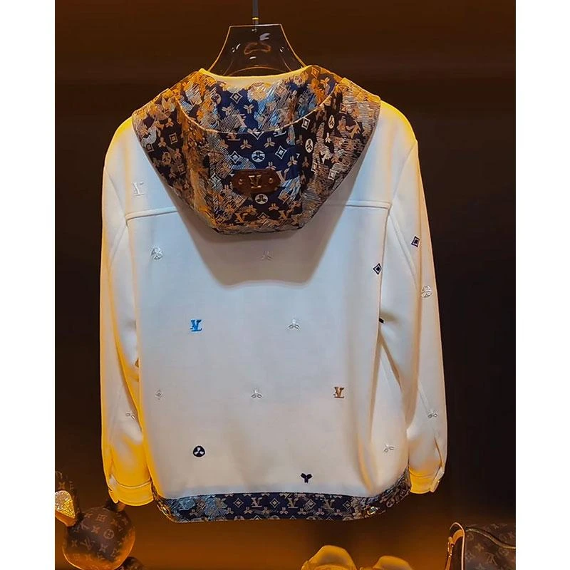 欧洲站高奢大牌男装连帽外套2025秋季新款几何字母刺绣休闲外套潮