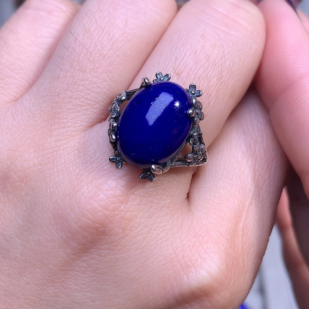 青金石银S925镶嵌19.7m戒指