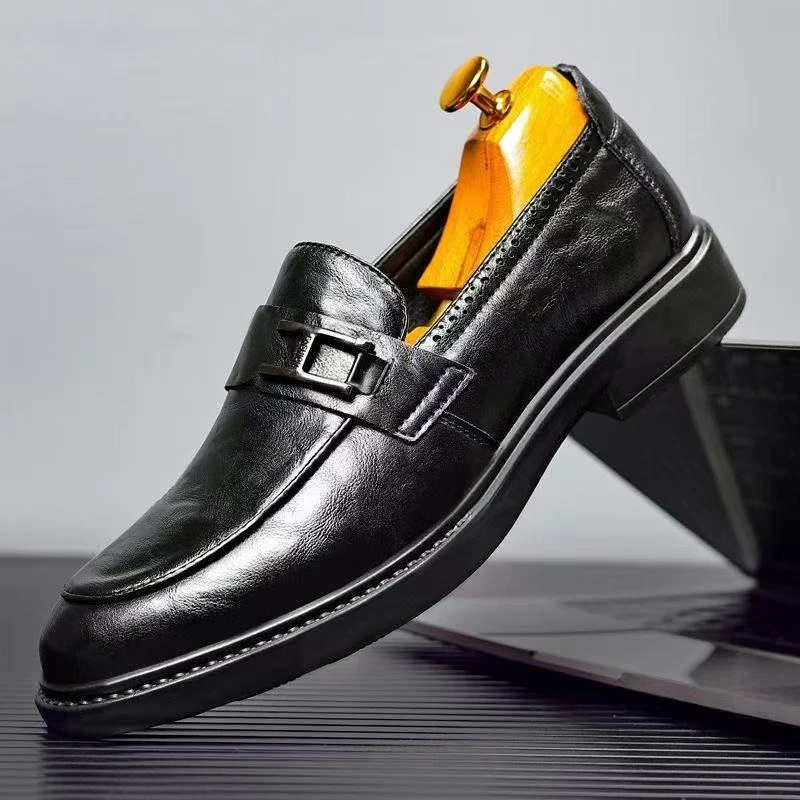 真皮透气软皮休闲商务一脚蹬软底男鞋 以主播介绍为准