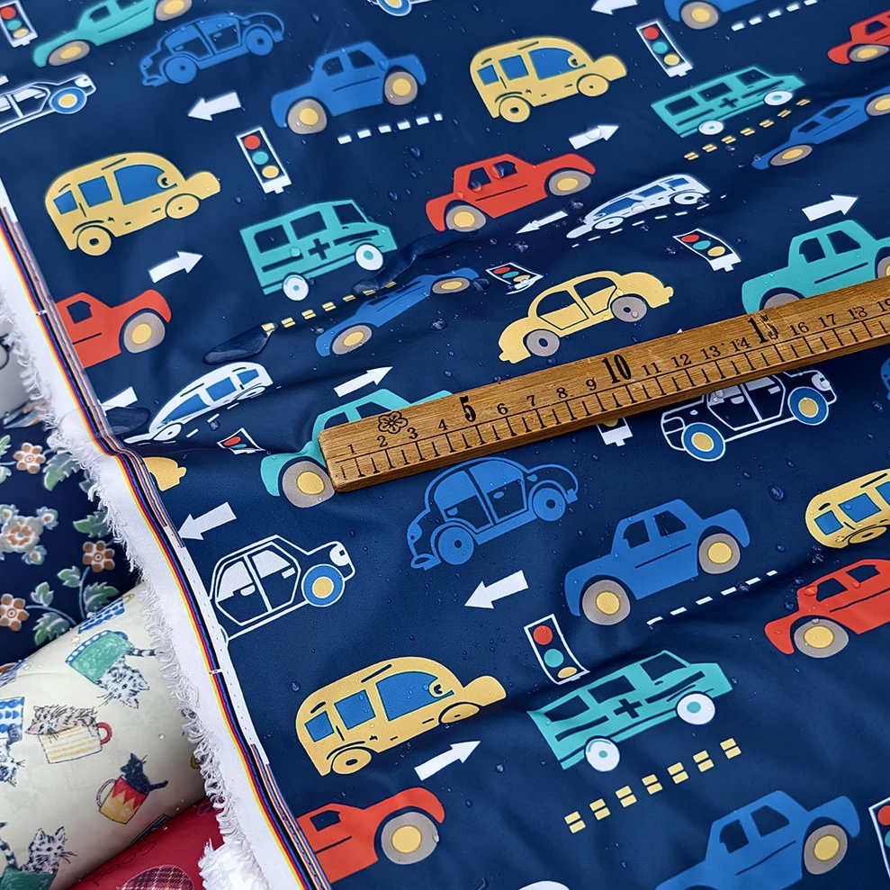 耐磨抗皱】高档羽绒服面料防水防绒卡通印花厚款柔软丝滑亲肤DIY布