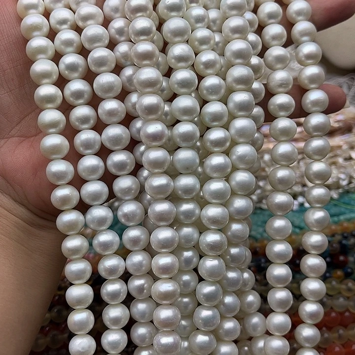 玛瑙/玉髓未镶嵌珠宝半成品半条10mm左右珍珠（拍2发1）