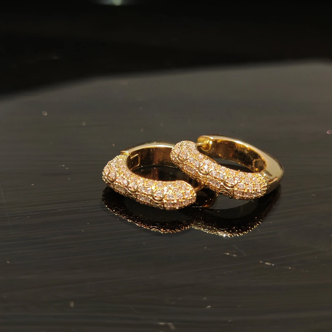 铜合金锆石耳饰 S&L25超闪高级感方形耳扣网红爆款时尚气质个性