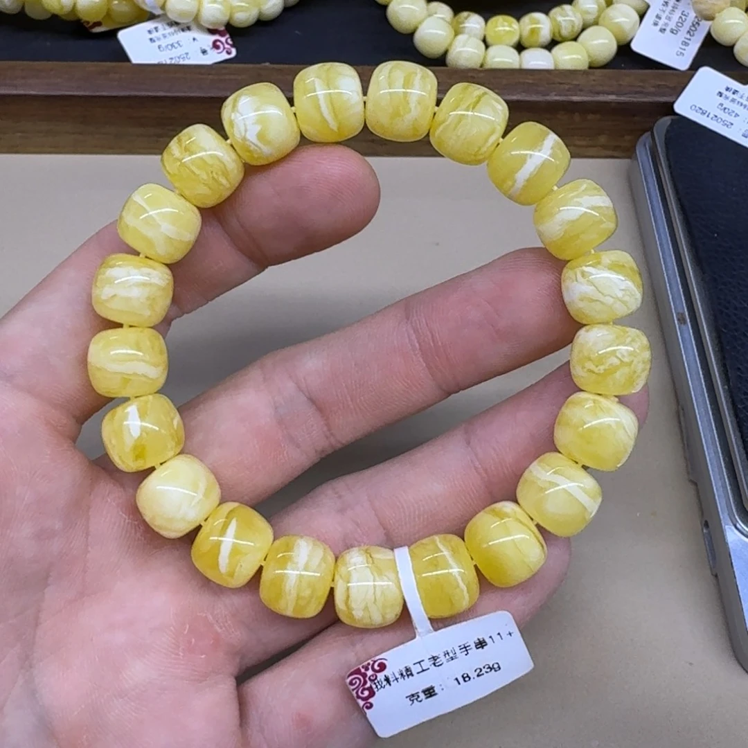 琥珀未镶嵌手链蜜蜡老型108