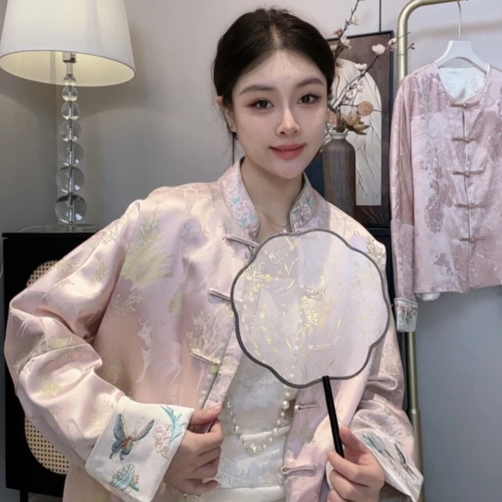 【一鹿长虹】 新中式醋酸古法手工织造双面穿外套 YC3686