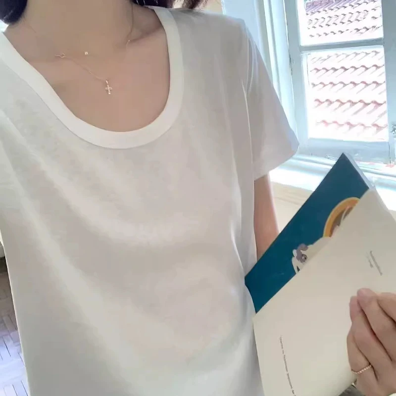 freshtaro 超舒爽！米白色低圆领短袖T恤