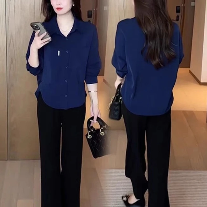 2025爆款宽松大码洋气衬衣遮肚子显高显瘦时尚百搭妈妈女士衬衫