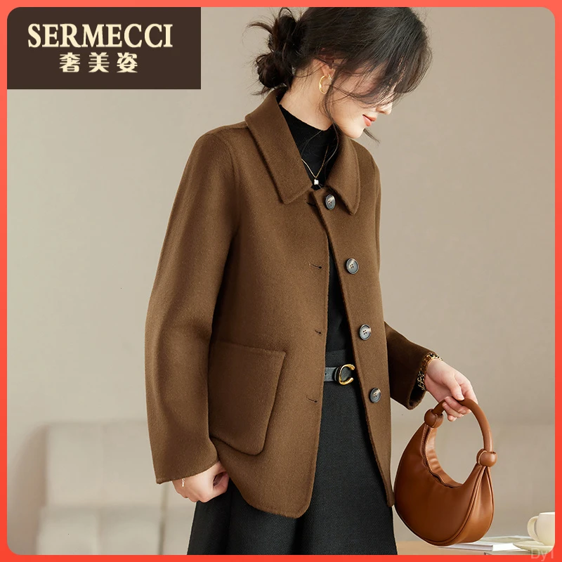 高级感小个子奢美姿高端双面爆款大衣2025新款秋冬宽松加厚外套