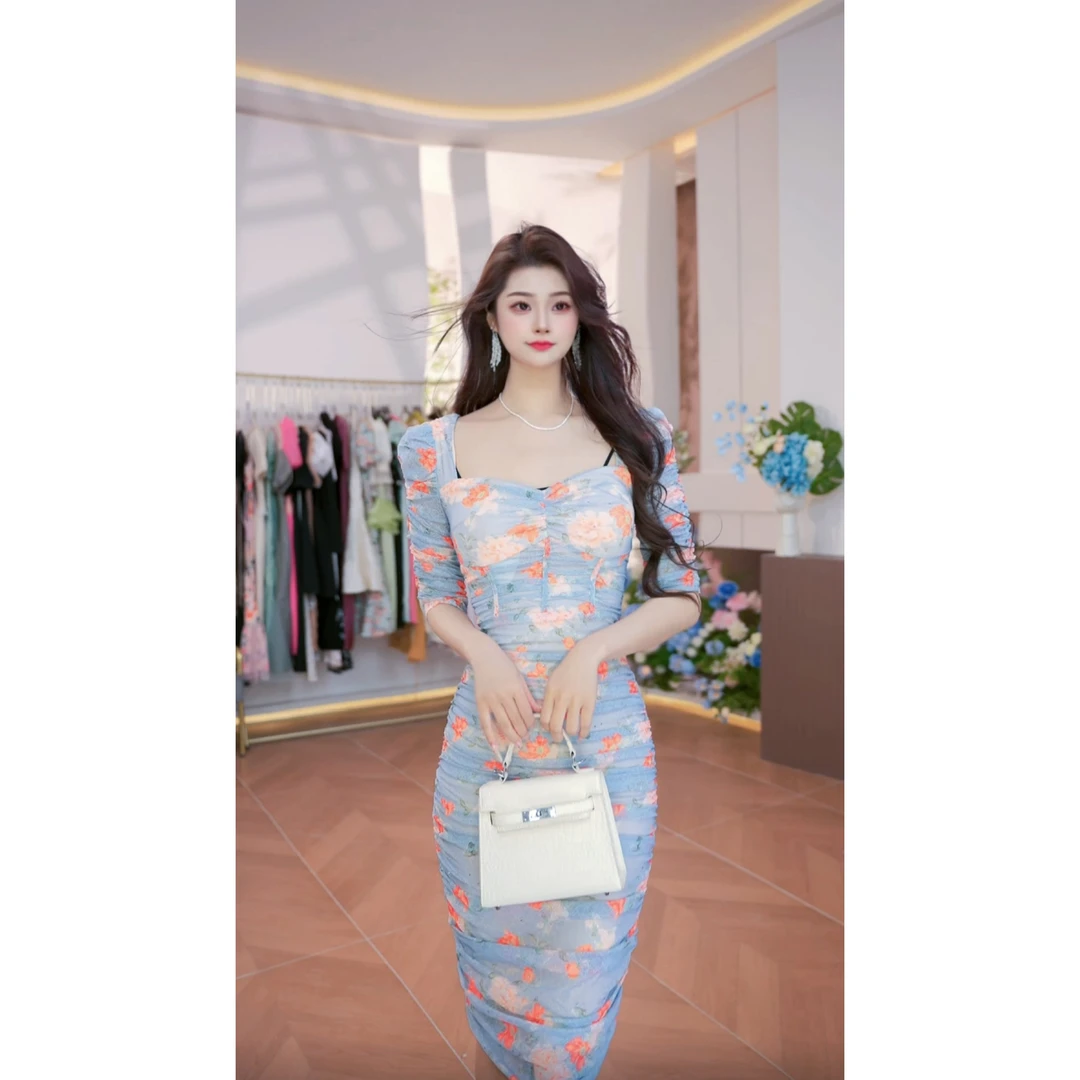 【张张原创】海盐玫瑰连衣裙20386