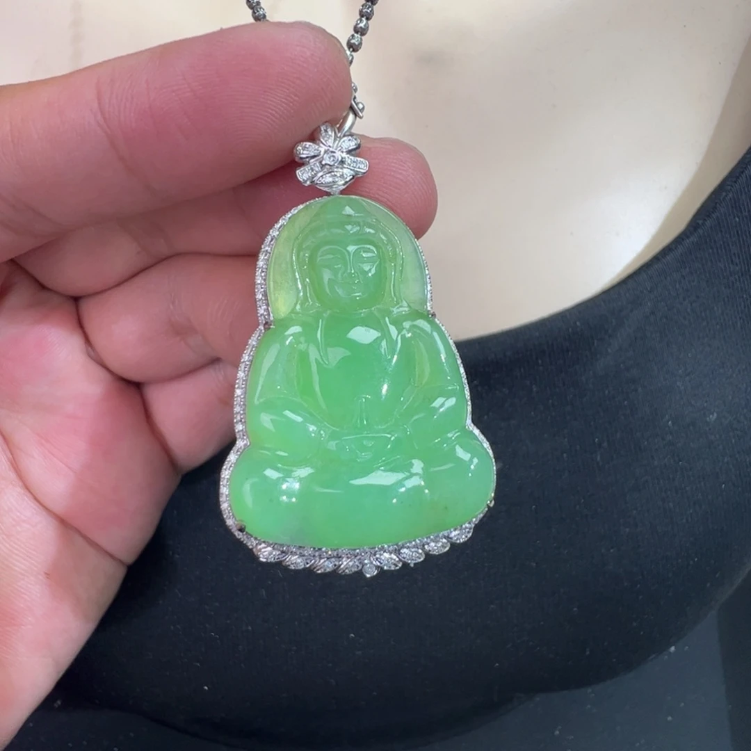 翡翠18K金镶嵌吊坠(不含链)