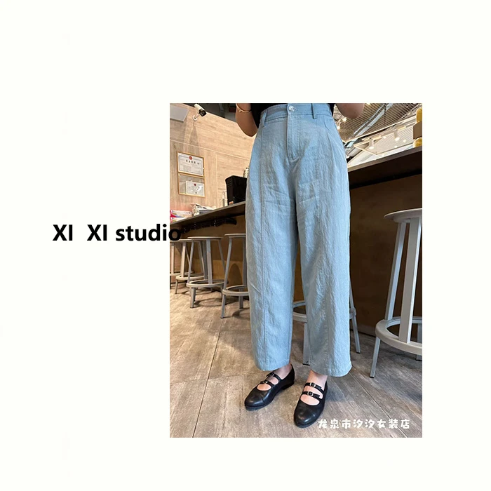 【汐汐女装】小个子定制夏日显瘦清新设计感休闲裤 22970