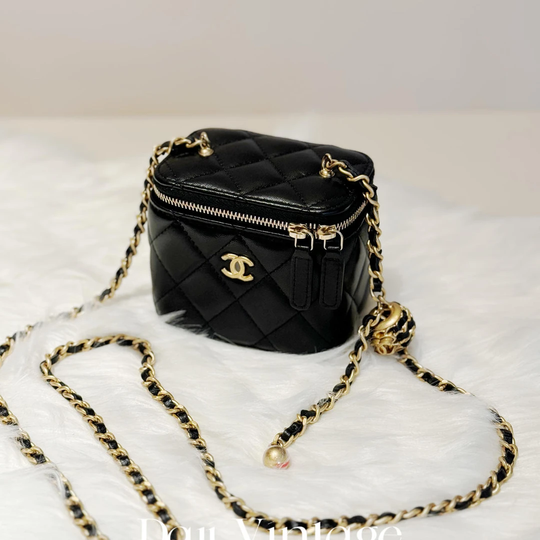大吉中古/Chanel香奈儿黑金核桃金球小盒子斜挎包