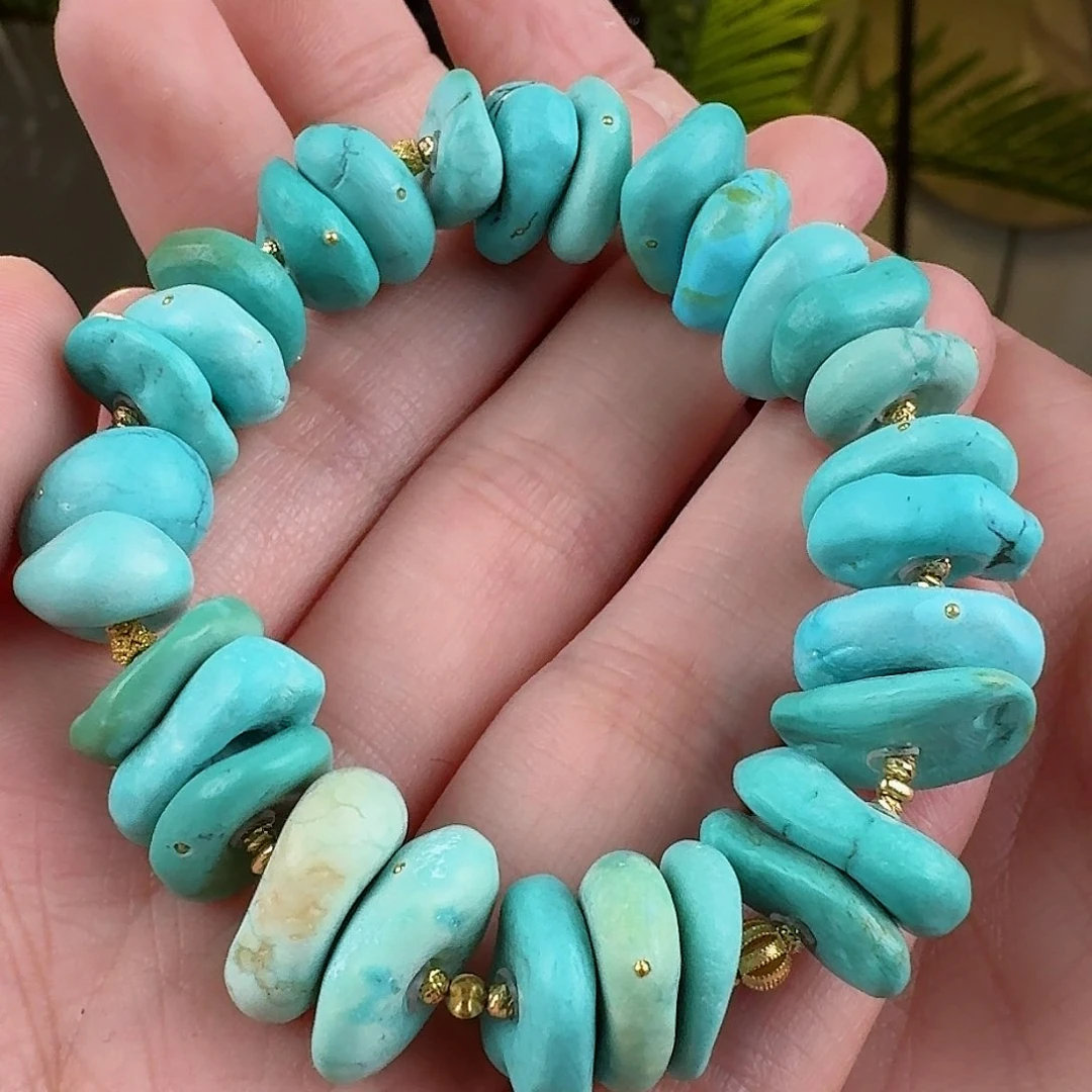 绿松石珠宝奇石18K金镶嵌