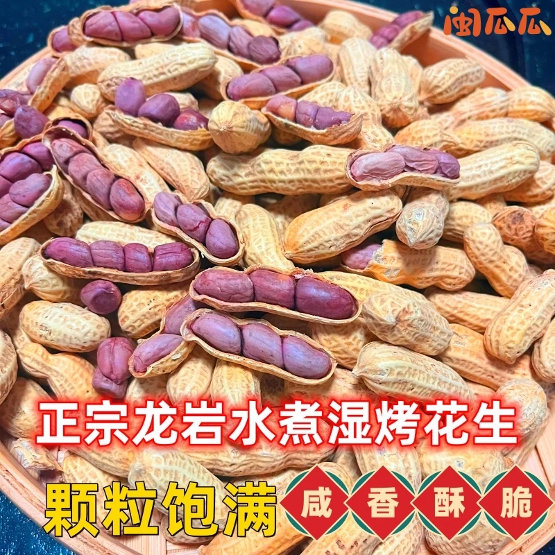 闽瓜瓜龙岩湿烤红衣花生带壳咸香酥脆闽西特产营养红皮下酒菜零食