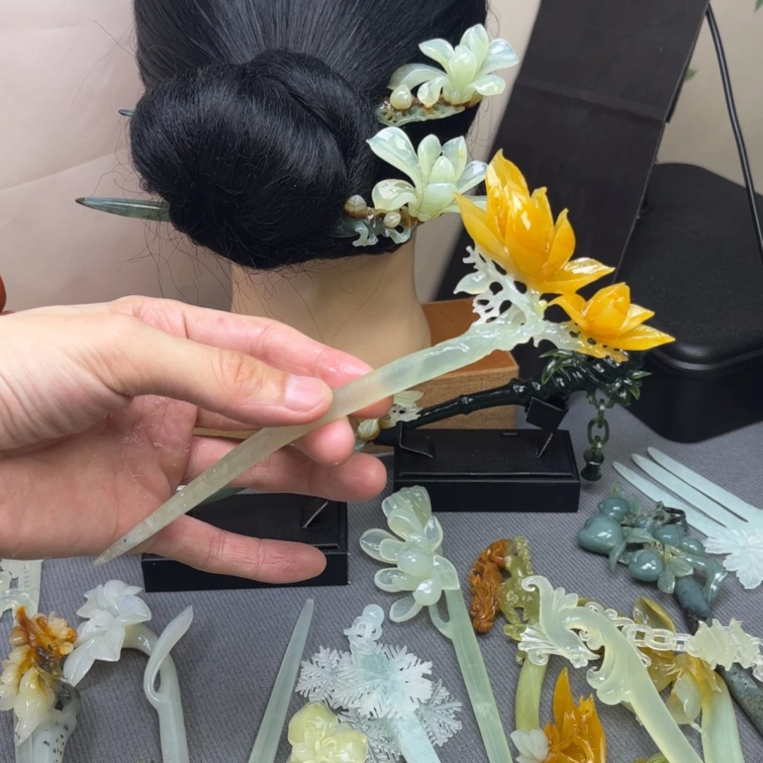 蛇纹石玉未镶嵌发饰