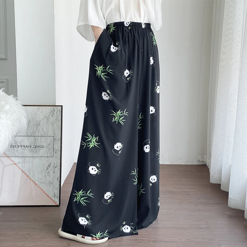 （裤长110）加长可外穿阔腿绵绸睡裤加大码长裤胖MM家居防蚊虫裙裤