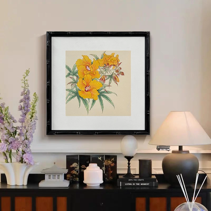 【向阳而生】中古流苏挂画手工油画法式床头餐厅装饰画中式柜面摆画