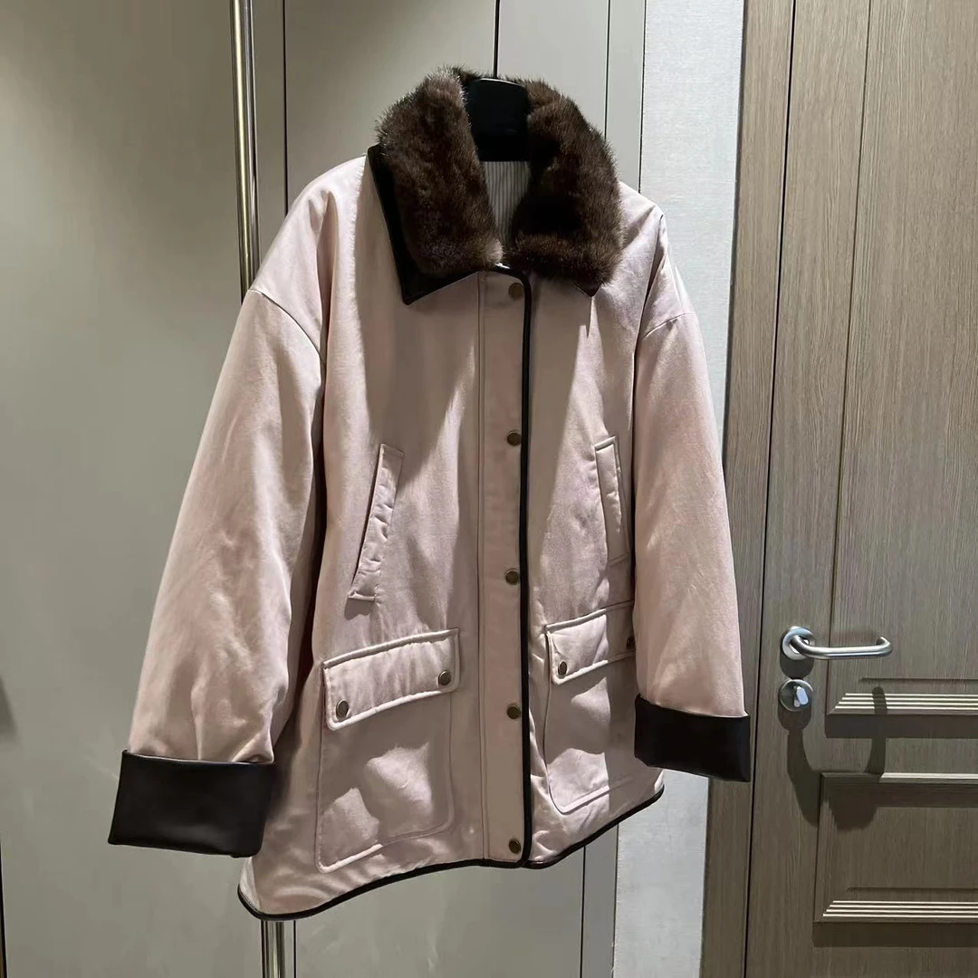 【大L】重磅外贸进口高奢重工设计师风水貂拼接长袖鹅绒外套251076